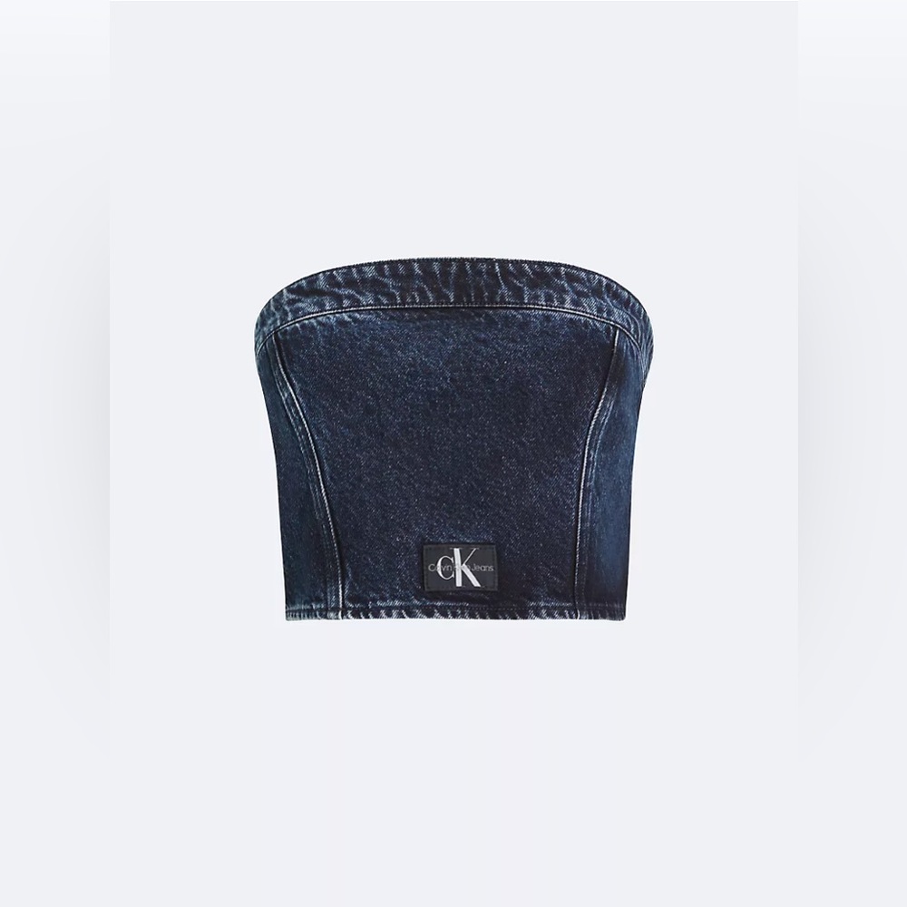 Calvin Klein Denim Strapless Top - Picture 3 of 9
